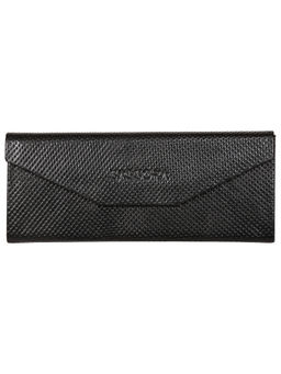 Sassora - Black Genuine Leather Unisex Foldable Spectacle Case (M)