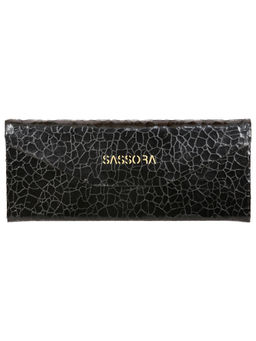 Sassora - Genuine Leather Black Unisex Foldable Spectacle Case (M)