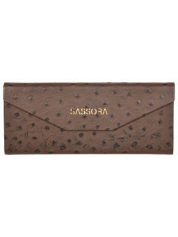 Sassora - Brown Genuine Leather Unisex Foldable Spectacle Case (M)