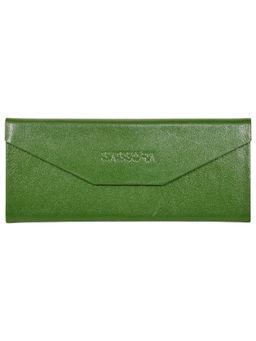 Sassora - Green Genuine Leather Unisex Foldable Spectacle Case (M)