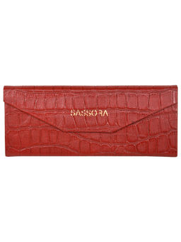 Sassora - Genuine Leather Maroon Unisex Foldable Spectacle Case (M)