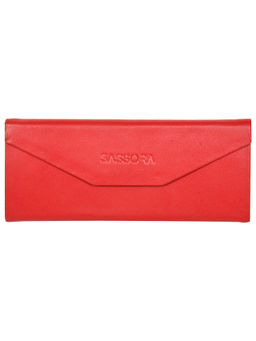 Sassora - Genuine Leather Red Unisex Foldable Spectacle Case (M)
