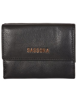 Sassora - Pure Leather RFID Women Black Wallet (S)