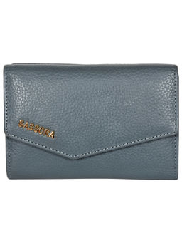 Sassora - Women Trendy Blue Genuine Leather RFID Wallet (17 Card Slots) (M)