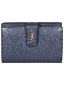 Sassora - Women Navy Blue Genuine Leather RFID Wallet (15 Card Slots) (M)