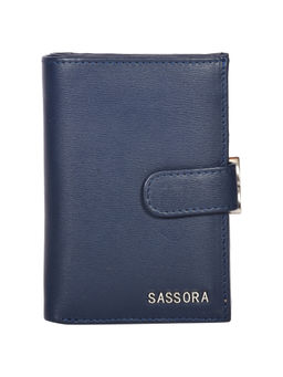 Sassora - Navy Blue Premium Leather Magnet RFID Women Wallet (M)