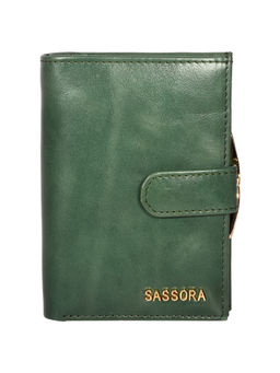 Sassora - Green Premium Leather Magnet RFID Women Wallet (M)