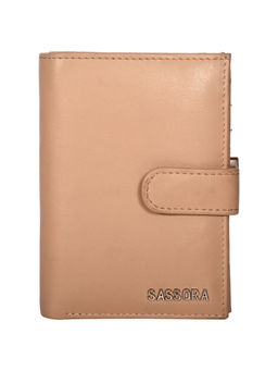 Sassora - Beige Premium Leather Magnet RFID Women Wallet (M)