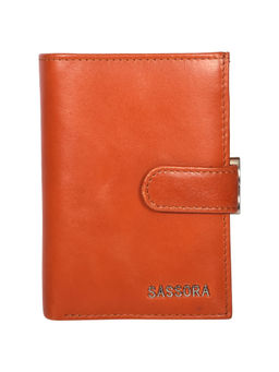 Sassora - Orange Premium Leather Magnet RFID Women Wallet (M)