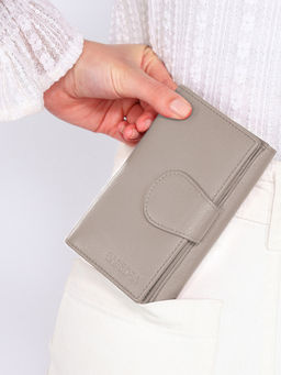 Sassora - Women Lavender Genuine Leather RFID Wallet (15 Card Slots) (M)