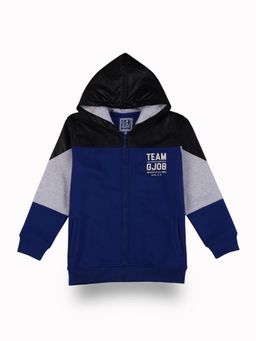 Gini & Jony - Boys Blue Colorblock Cotton Knits Full Sleeves Jacket