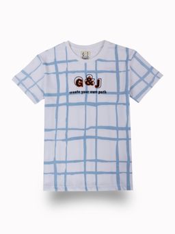Gini & Jony - Boys White Abstract Cotton Half Sleeves T-Shirt
