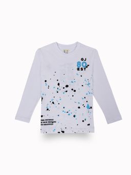 Gini & Jony - Boys White Graphic Print Cotton Full Sleeves T-Shirt