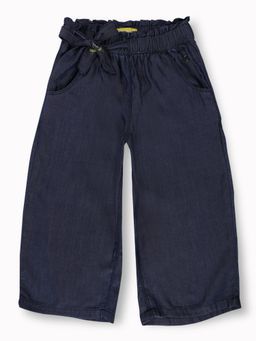 Gini & Jony - Girls Blue Solid Cotton Culottes