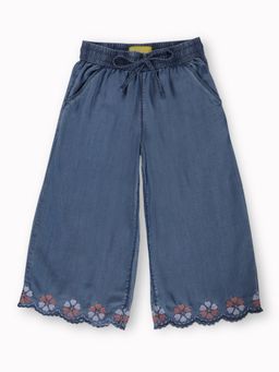 Gini & Jony - Girls Blue Embroidery Cotton Culottes