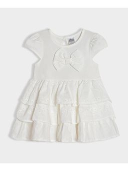 Mi Arcus - White Solid Round Neck Frock Dress for Girls