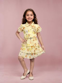 Toonyport - Yellow Floral Girls Fit and Flare Dress