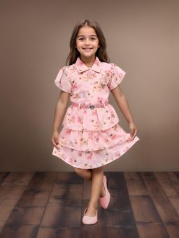 Toonyport - Pink Floral Girls Fit and Flare Dress