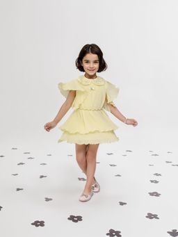 Toonyport - Yellow Solid/Plain Girls Fit and Flare Dress