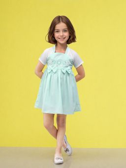 Toonyport - Green Floral Girls Fit and Flare Dress