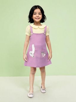 Toonyport - Yellow Colorblock Girls Fit and Flare Dress