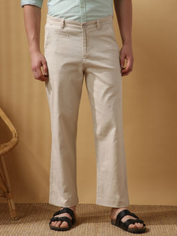 Dennis Lingo - Men Beige Solid Straight Fit Trouser
