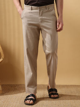 Dennis Lingo - Men Cream Solid Straight Fit Trouser