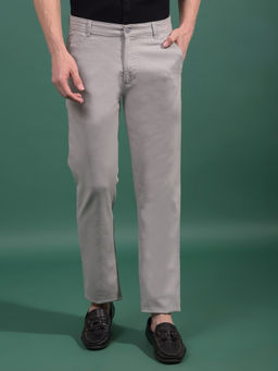 CRIMSOUNE CLUB - Men Grey Textured Straight Trouser