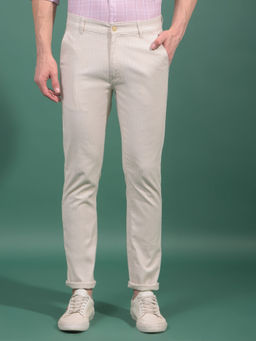 CRIMSOUNE CLUB - Men Beige Vertical Stripes Trouser