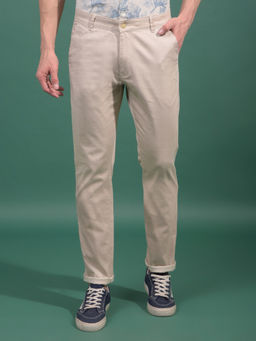 CRIMSOUNE CLUB - Men Beige Checked Trouser