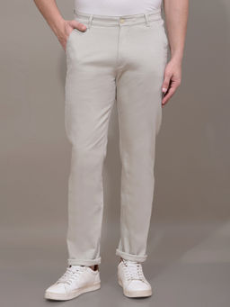 CRIMSOUNE CLUB - Men Off White Textured Trouser