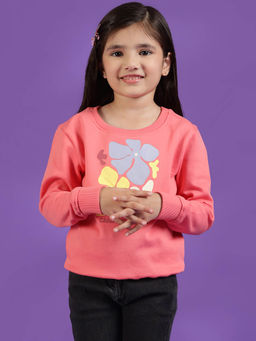 Tales & Stories - Pink Floral Printed Sweatshirt for Girls