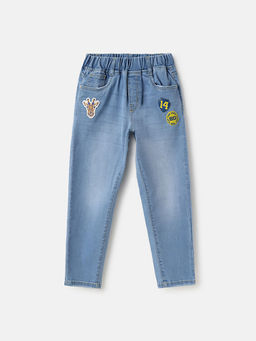 Blue Giraffe - Boys Blue Mid Rise Balloon Fit Jeans