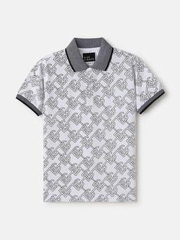 Blue Giraffe - Boys White Short Sleeve Typography Polo T-Shirt