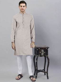 SG LEMAN - Arrow Men Beige Kurta with Pyjama