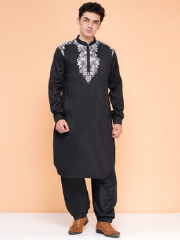 SG LEMAN - Black Pathani Men Kurta with Salwar