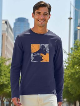 Bewakoof - Men Navy Blue Graphic Printed T-shirt