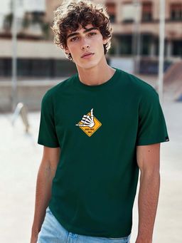 Bewakoof - Men Avent Urine Green Good Vibes Graphic Printed T-shirt