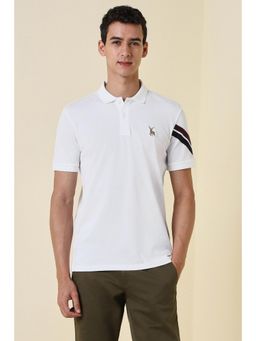 Allen Solly - Men White Solid Polo Neck T-shirt