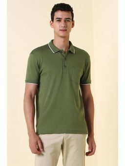 Allen Solly - Men Olive Solid Polo Neck T-shirt