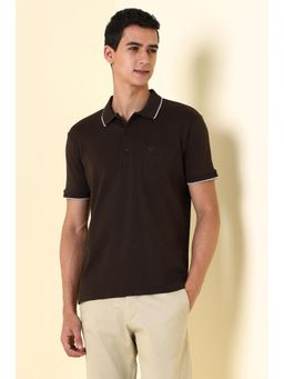 Allen Solly - Men Brown Solid Polo Neck T-shirt
