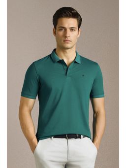 Louis Philippe - Men Green Solid Polo Neck T-shirt