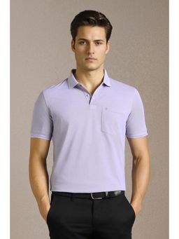Louis Philippe - Men Lavender Solid Polo Neck T-shirt