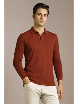 Louis Philippe - Men Brown Solid Polo Neck T-shirt