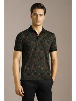 Louis Philippe - Men Multi-Color Floral Printed Polo Neck T-shirt