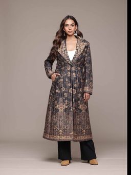 Ritu Kumar - Black Arohi Full Sleeves Embroidered Coat
