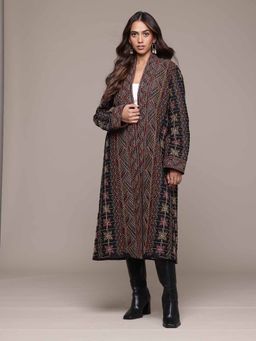Ritu Kumar - Black Auria Full Sleeves Embroidered Coat