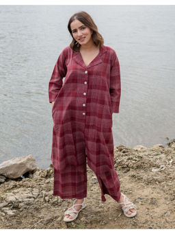 Babli - Maroon Checks Co-Ord Set