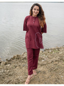 Babli - Burgundy Embellished/Sequined Co-Ord Set