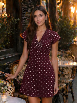 Don’t be basic - Brown Polka Dots Flared 1 Dress